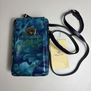 Patricia Nash Felicita Leather Phone Crossbody Wallet Deep Blue Sea